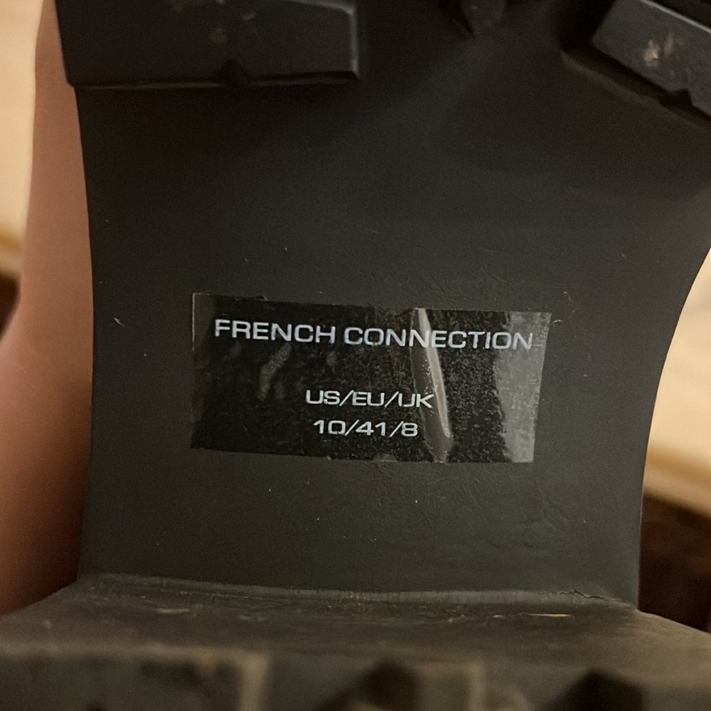 French connection black combat chunky platform lug boots size 10 vegan leather - Picture 9 of 10
